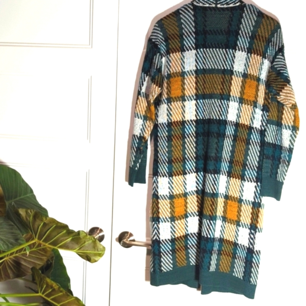 Dex Long Plaid Sweater Jacket - Picture 2 of 5